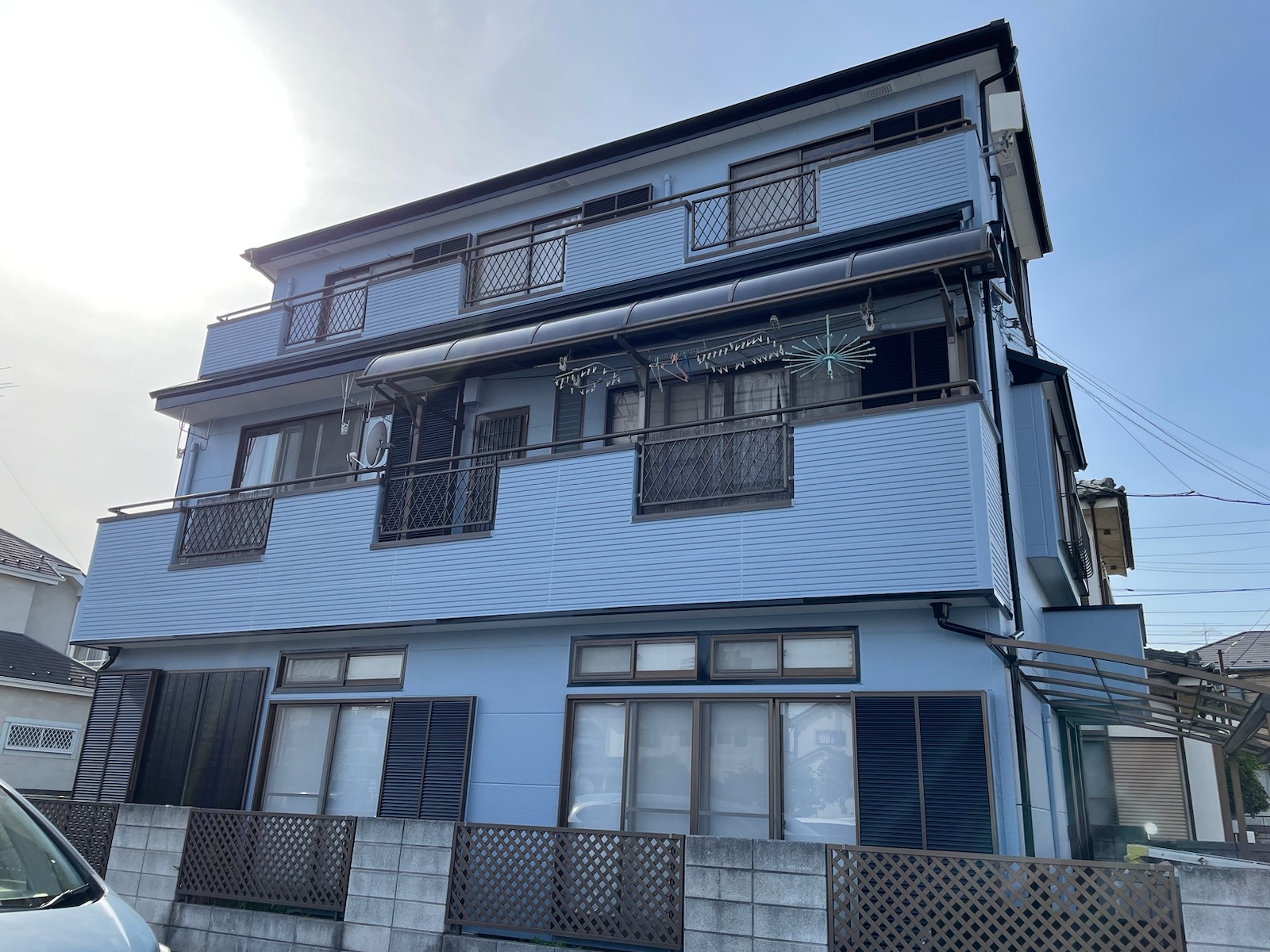 ふじみ野市　A邸　外壁塗装、屋根上葺き、ベランダ防水工事
